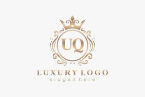 modelo de logotipo de luxo real de letra uq inicial em arte vetorial para restaurante, realeza, boutique, café, hotel, heráldica, joias, moda e outras ilustrações vetoriais. vetor