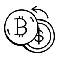 ícone de doodle fácil de usar de troca de dinheiro vetor