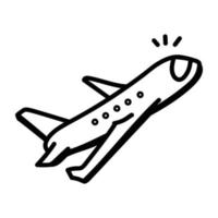 um ícone de doodle atraente de avião vetor