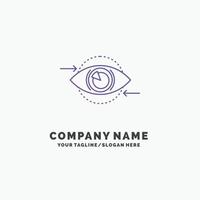 o negócio. olho. marketing. visão. plano modelo de logotipo de negócios roxo. lugar para slogan vetor