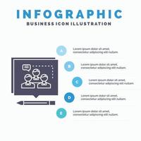 análise. argumento. o negócio. convencer. debate modelo de infográficos para site e apresentação. ícone de glifo cinza com ilustração em vetor estilo infográfico azul.