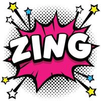 zing pop art quadrinhos bolhas de fala livro efeitos sonoros vetor