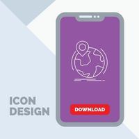 localização. globo. no mundo todo. alfinete. ícone de linha de marcador no celular para página de download vetor