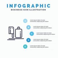 modelo de infográficos azul de comida de preparação de chef de cozinha de helicóptero modelo de ícone de linha de vetor de 5 passos