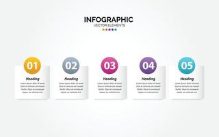 vector design infográfico horizontal com ícones. 5 opções ou 5 passos. diagrama de processo. fluxograma. gráfico de informações