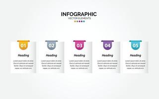 infográfico horizontal profissional de 5 opções com processos de opções de ícone 5 vetor