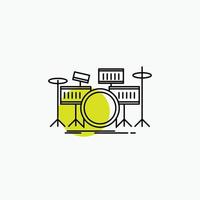 tambor. bateria. instrumento. kit. ícone de linha musical vetor
