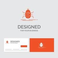 modelo de logotipo de negócios para bug. insetos. inseto. teste. vírus. cartões de visita laranja com modelo de logotipo da marca. vetor