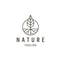 modelo de design de ícone de logotipo de linha de flores da natureza vetor plano