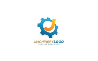 j engrenagem do logotipo para identidade. ilustração em vetor modelo industrial para sua marca.