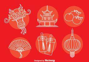 Vetor de ícones de elementos da cultura chinesa