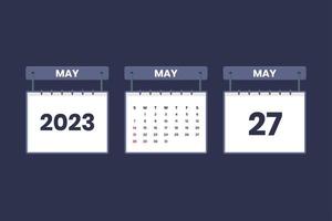 27 de maio de 2023 ícone de calendário para agendamento, compromisso, conceito de data importante vetor