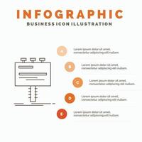 de Anúncios. propaganda. publicidade. Painel publicitário. modelo de infográficos promocionais para site e apresentação. ícone de linha cinza com ilustração vetorial de estilo infográfico laranja vetor