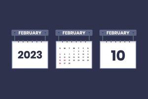 10 de fevereiro de 2023 ícone de calendário para agendamento, compromisso, conceito de data importante vetor