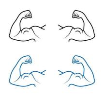 ícone de arte de linha de fisiculturista ou bíceps brachii para aplicativos ou site vetor