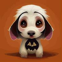 ilustração vetorial clipart de cachorro branco com fantasia de halloween perfeita para cartão de felicitações ou editar seu design personalizado ou site vetor