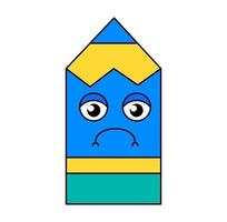 ilustração de contorno de emoji de lápis infeliz vetor