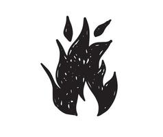 conjunto de fogueira, ilustração desenhada à mão, chama, queima. vetor