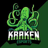 design de mascote de logotipo kraken esport vetor