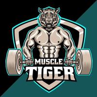 modelo de logotipo de mascote de tigre muscular. fácil de editar e personalizar vetor