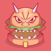 ilustração vetorial de hambúrguer de máscara samurai. comida, conceito de design engraçado. vetor