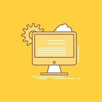 conta. perfil. relatório. editar. atualize o ícone cheio de linha plana. botão de logotipo bonito sobre fundo amarelo para ui e ux. site ou aplicativo móvel vetor