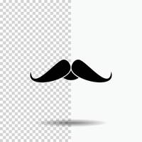 bigode. hipster. moveleiro. macho. ícone de glifo de homens em fundo transparente. ícone preto vetor