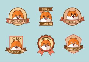 Cute pomeranian dog logo label vectors