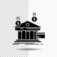 banco. pagamentos. bancário. financeiro. ícone de glifo de dinheiro em fundo transparente. ícone preto vetor