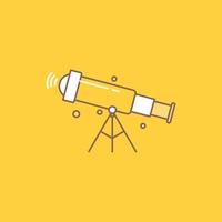 telescópio. astronomia. espaço. Visão. ícone cheio de linha plana de zoom. botão de logotipo bonito sobre fundo amarelo para ui e ux. site ou aplicativo móvel vetor