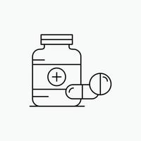 medicamento. comprimido. cápsula. drogas. ícone de linha de tablet. ilustração vetorial isolada vetor