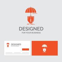 modelo de logotipo de negócios para seguro. proteção. segurança. digital. escudo. cartões de visita laranja com modelo de logotipo da marca. vetor