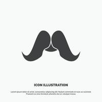 bigode. hipster. moveleiro. macho. ícone de homens. símbolo cinza de vetor de glifo para ui e ux. site ou aplicativo móvel