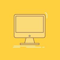 analítica. em processamento. painel de controle. dados. ícone cheio de linha plana de estatísticas. botão de logotipo bonito sobre fundo amarelo para ui e ux. site ou aplicativo móvel vetor