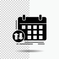 cronograma. Aulas. calendário. compromisso. ícone de glifo de evento em fundo transparente. ícone preto vetor
