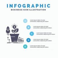 finança. financeiro. crescimento. dinheiro. modelo de infográficos de lucro para site e apresentação. ícone de glifo cinza com ilustração em vetor estilo infográfico azul.