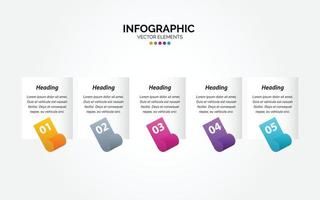 modelo de design infográfico horizontal com 5 opções ou etapas. vetor