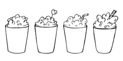 ilustração de milk-shake fofo. clipart de copo simples. conjunto de doodle de bebida bonita vetor