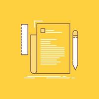 código. codificação. Arquivo. programação. script linha plana cheia ícone. botão de logotipo bonito sobre fundo amarelo para ui e ux. site ou aplicativo móvel vetor