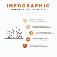 colina. paisagem. natureza. montanha. modelo de infográficos de árvore para site e apresentação. ícone de linha cinza com ilustração vetorial de estilo infográfico laranja vetor