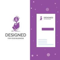 logotipo da empresa para recrutamento. procurar. achar. recursos humanos. pessoas. modelo de cartão de .visiting de negócios roxo vertical. ilustração vetorial de fundo criativo vetor