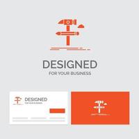 modelo de logotipo de negócios para construção. Projeto. desenvolve. ferramenta. Ferramentas. cartões de visita laranja com modelo de logotipo da marca. vetor