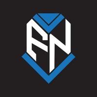 design de logotipo de carta fn em fundo preto. conceito de logotipo de letra de iniciais criativas fn. design de letra fn. vetor