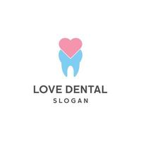 amo o modelo de design plano de ícone de logotipo dental vetor