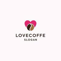 modelo de design plano de ícone de logotipo de café de amor vetor