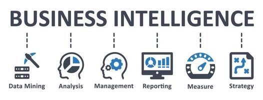 ícone de inteligência de negócios - ilustração vetorial. negócios, inteligência, mineração de dados, análise, gestão, relatórios, infográfico, modelo, apresentação, conceito, banner, conjunto de ícones, ícones. vetor