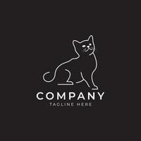 conceito de design linear de logotipo de gato, logotipo simples e minimalista. vetor