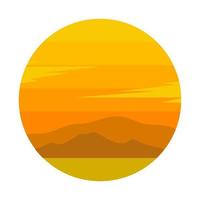 logotipo de sol amarelo simples e silhueta de montanha vetor