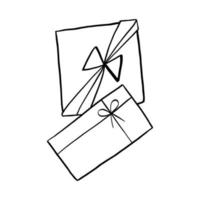 elementos de presente de doodle de linha preta. ilustração vetorial sobre natal ou aniversário. vetor