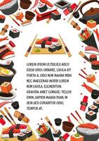 comida japonesa, design de modelo de banner de sushi de frutos do mar vetor